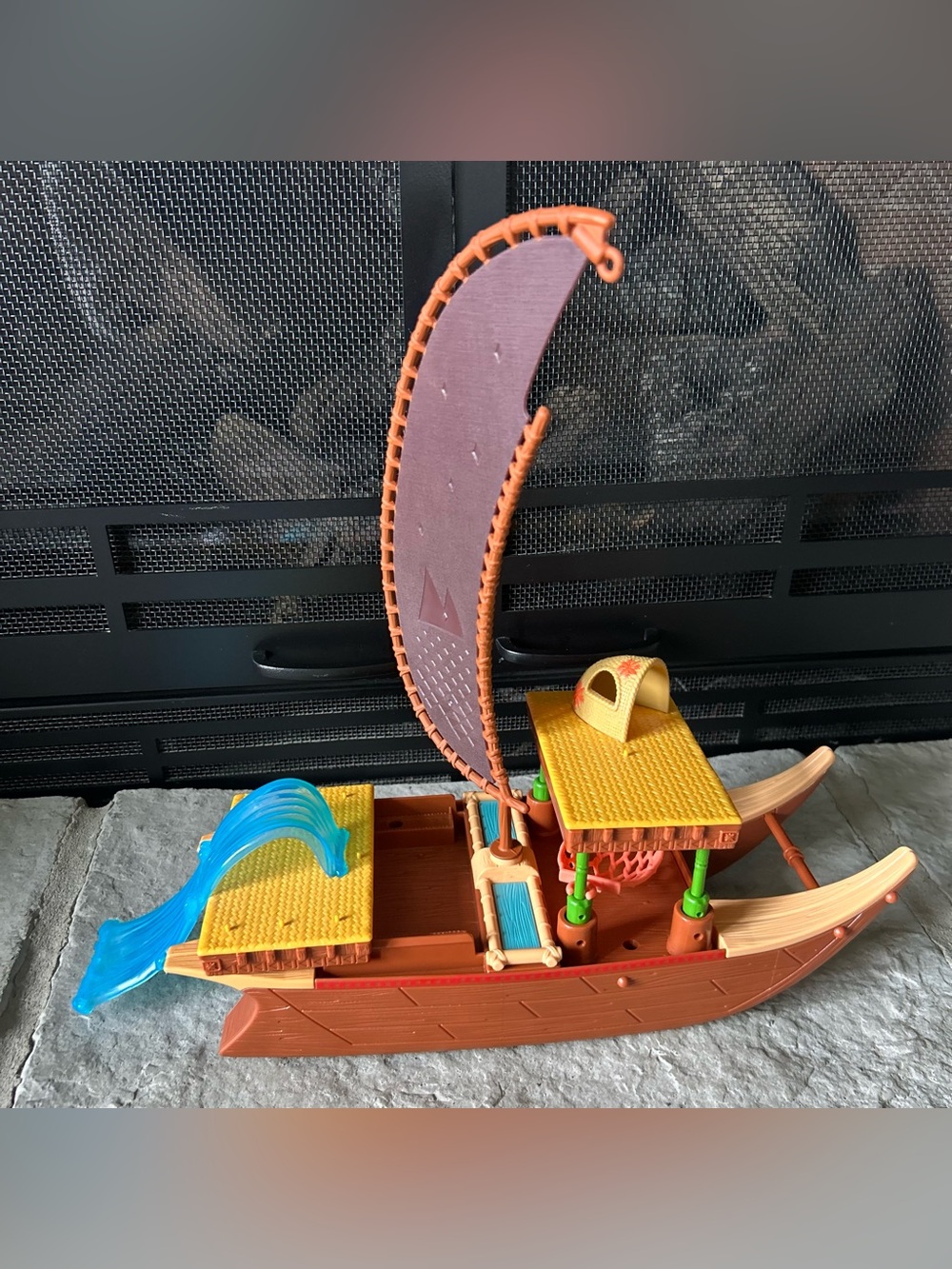Moana Kids Toy Pirate Ship Playset - Orange, Yellow & Blue